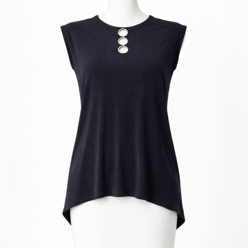 Vintage Coco Bianco Small Top Black Sleeveless Top Slinky Y2K clubbing